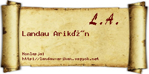 Landau Arikán névjegykártya